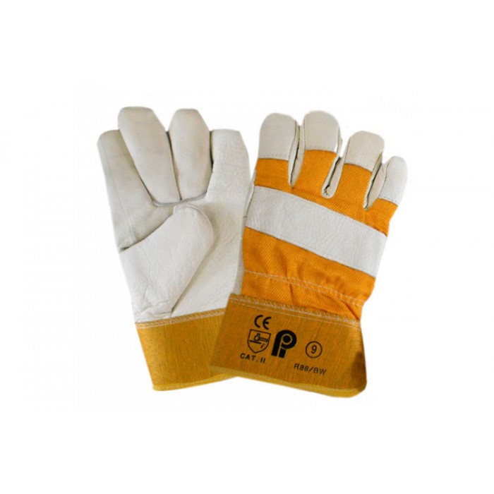 Перчатки "Юкон" кожаные комбинированные  белый/желтый